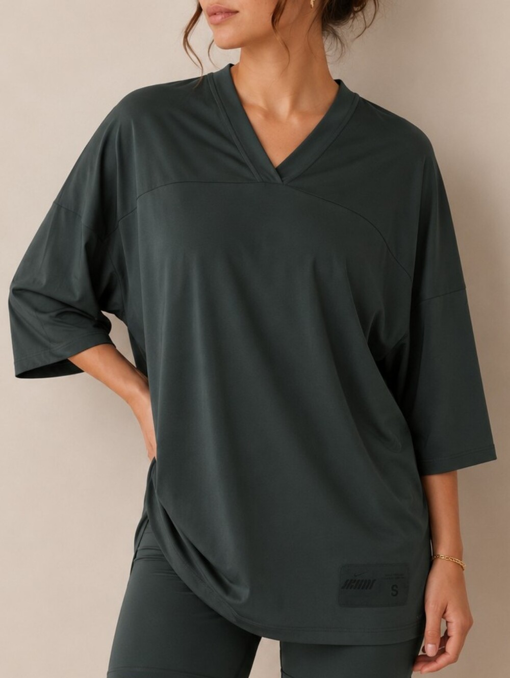 Skims NIKE Skims Airy V-NECK OVERSIZED TOP DARK TEAL SMALL NWT